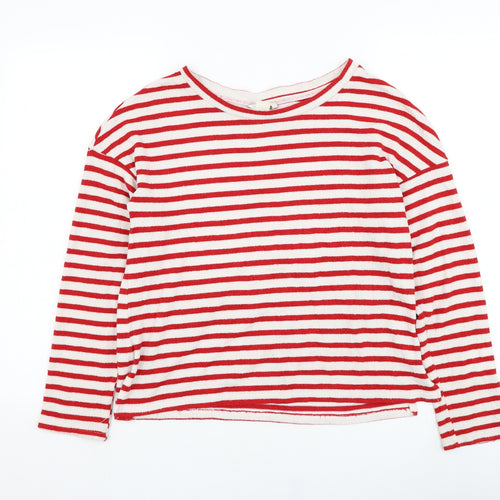 H&M Womens Ivory Round Neck Striped Viscose Pullover Jumper Size S