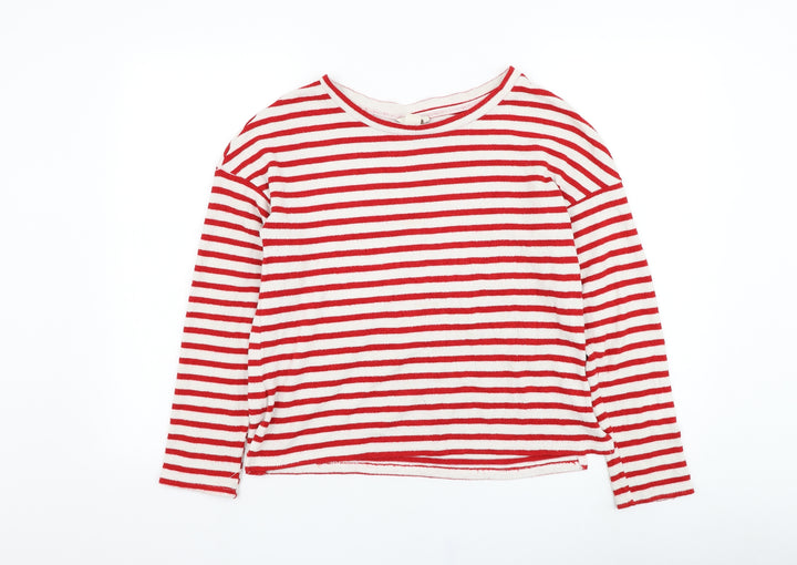 H&M Womens Ivory Round Neck Striped Viscose Pullover Jumper Size S