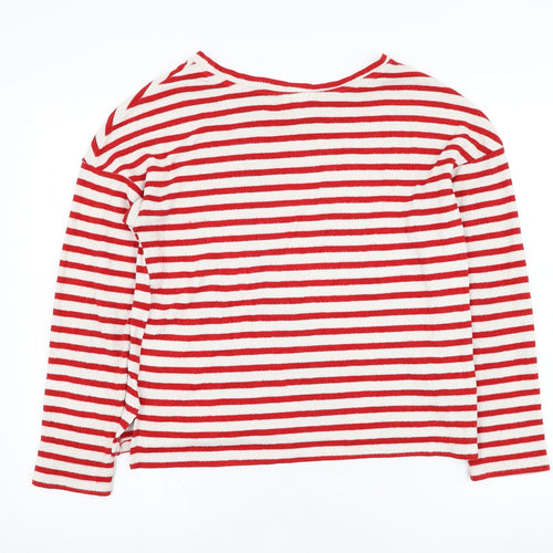 H&M Womens Ivory Round Neck Striped Viscose Pullover Jumper Size S