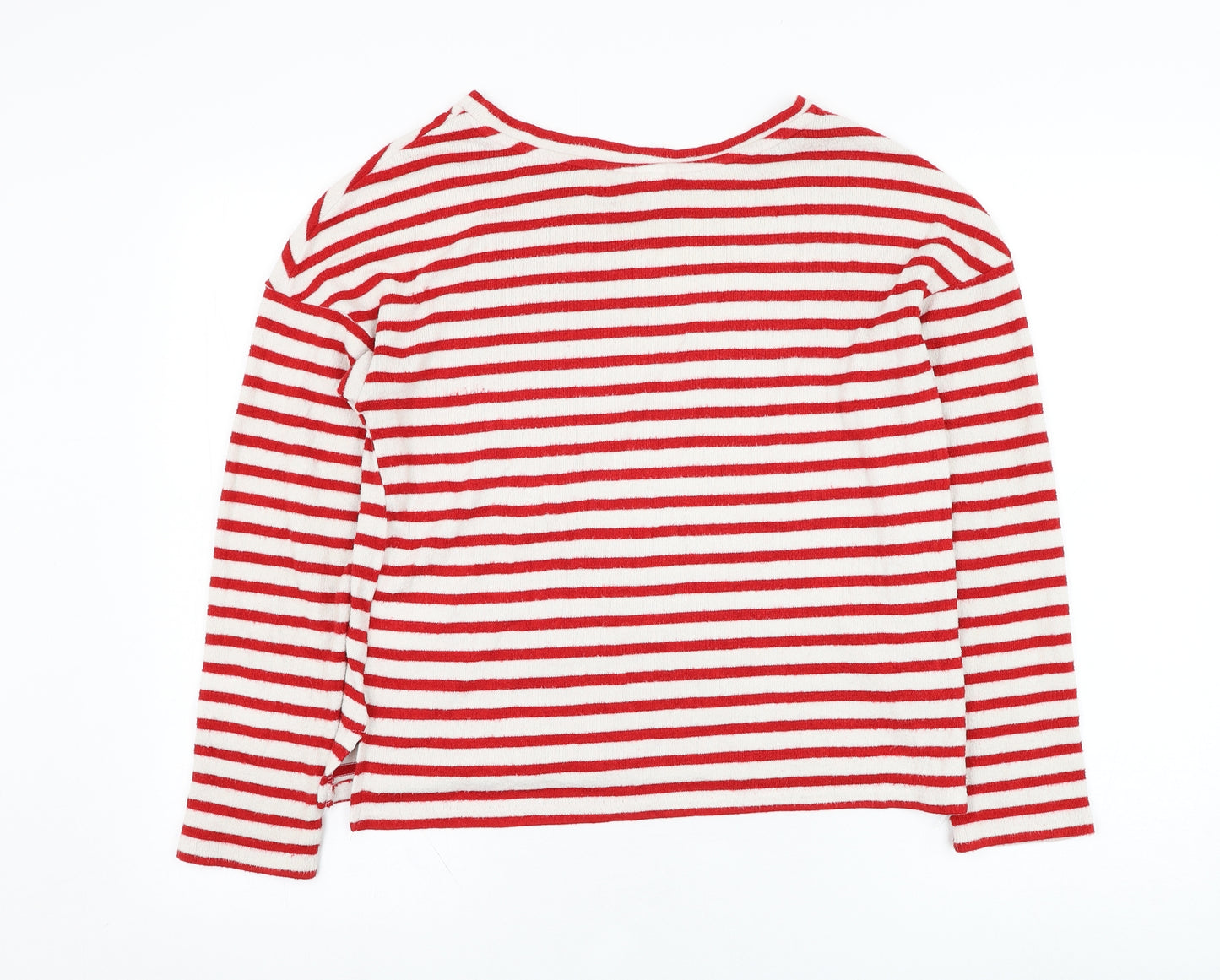 H&M Womens Ivory Round Neck Striped Viscose Pullover Jumper Size S