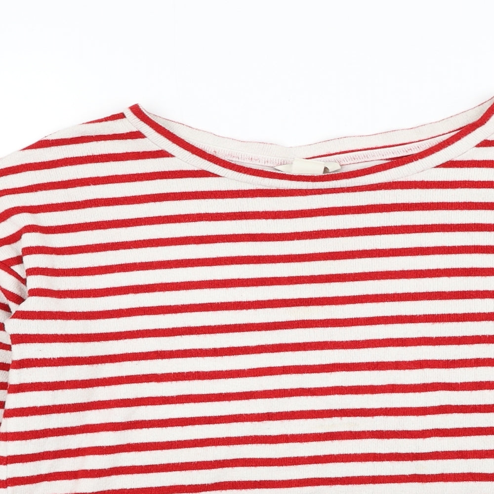 H&M Womens Ivory Round Neck Striped Viscose Pullover Jumper Size S