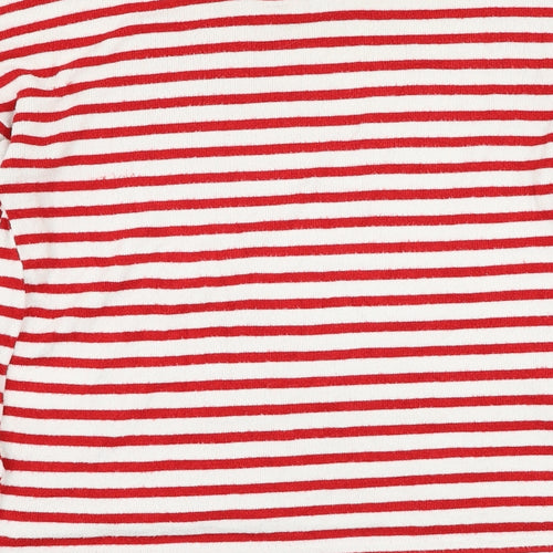 H&M Womens Ivory Round Neck Striped Viscose Pullover Jumper Size S
