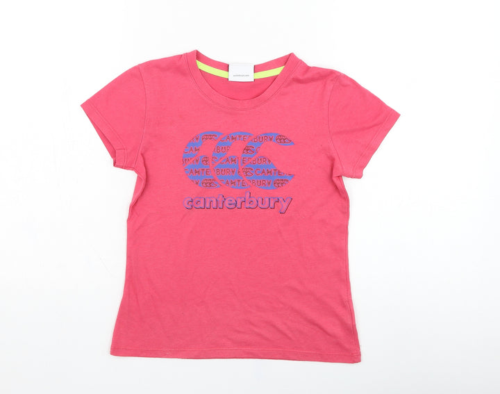 Canterbury Girls Pink  Cotton Basic T-Shirt Size 6 Years Round Neck Pullover