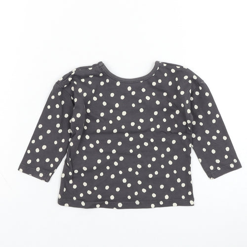 George Girls Grey Polka Dot Cotton Basic T-Shirt Size 6-9 Months Round Neck Pullover