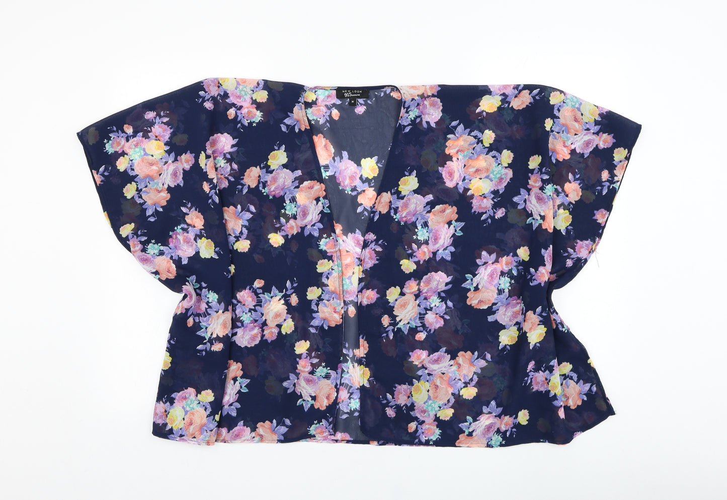 New Look Girls Blue Round Neck Floral Polyester Cardigan Jumper Size M  Pullover