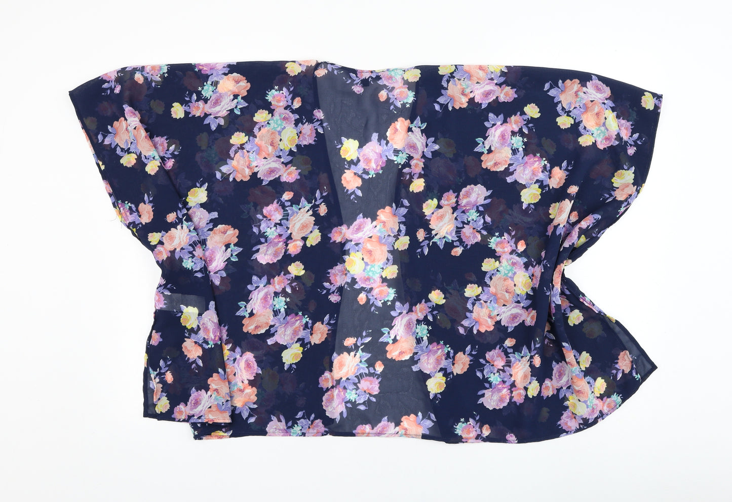 New Look Girls Blue Round Neck Floral Polyester Cardigan Jumper Size M  Pullover
