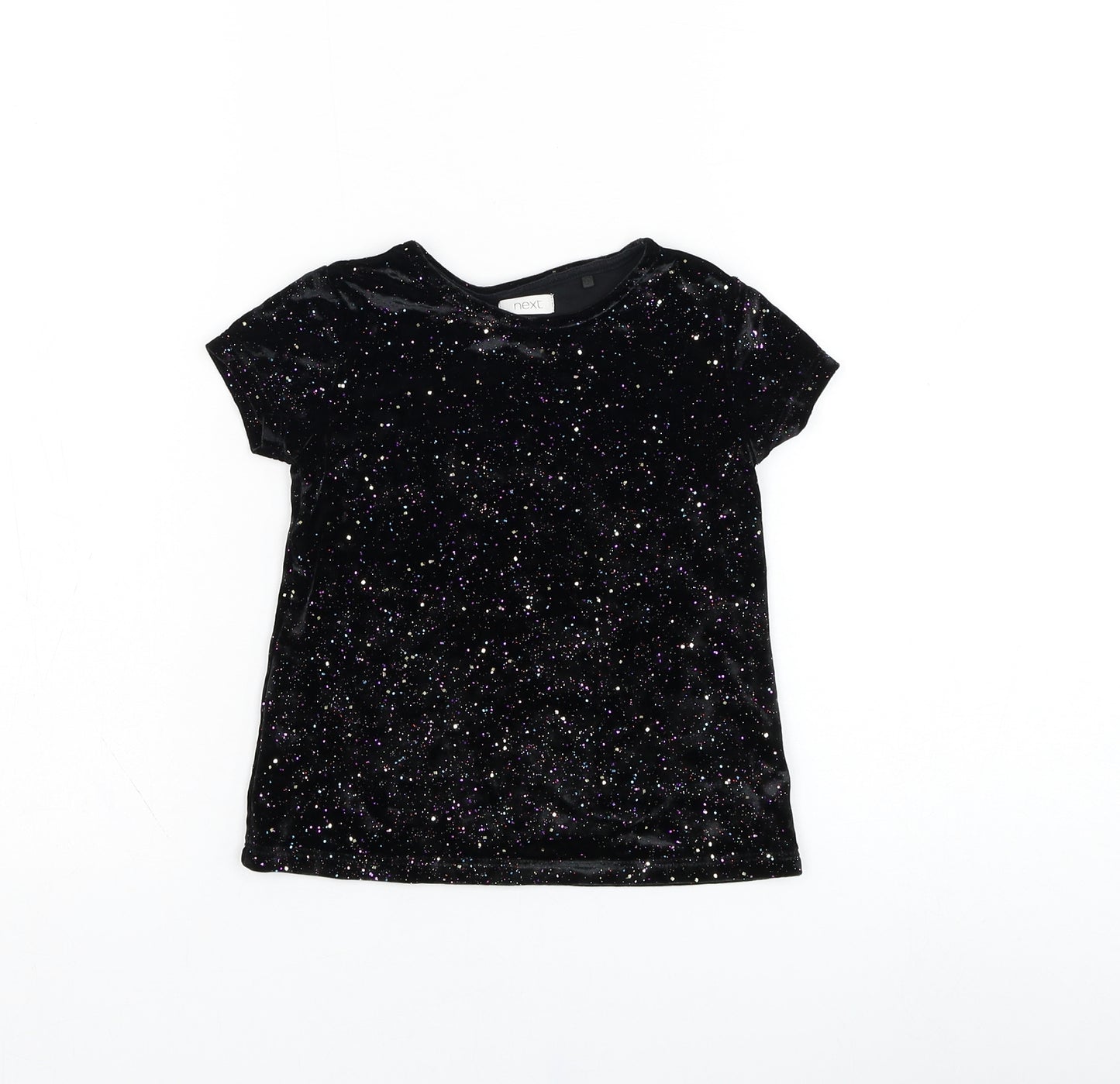 NEXT Girls Black  Polyester Basic T-Shirt Size 3 Years Round Neck Pullover
