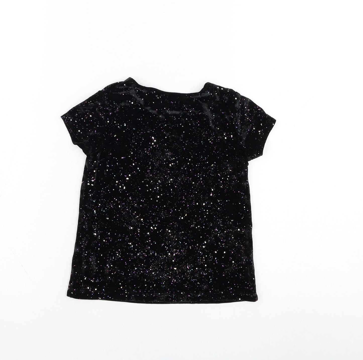NEXT Girls Black  Polyester Basic T-Shirt Size 3 Years Round Neck Pullover