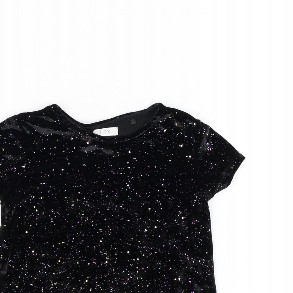 NEXT Girls Black  Polyester Basic T-Shirt Size 3 Years Round Neck Pullover