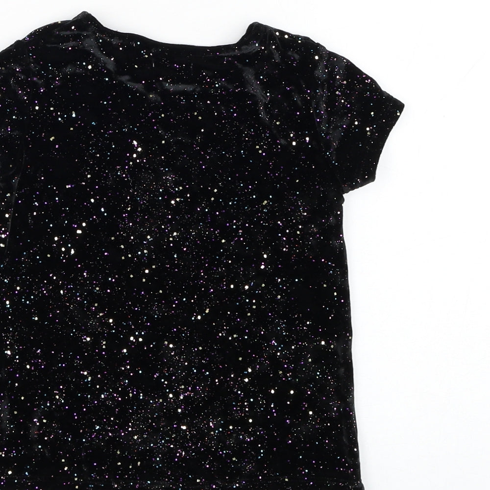 NEXT Girls Black  Polyester Basic T-Shirt Size 3 Years Round Neck Pullover
