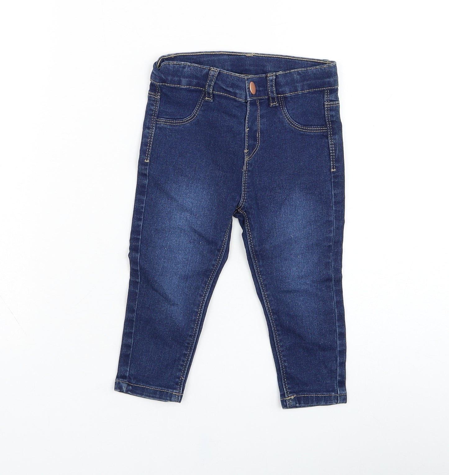 Primark Girls Blue  Cotton Capri Jeans Size 18-24 Months  Pullover