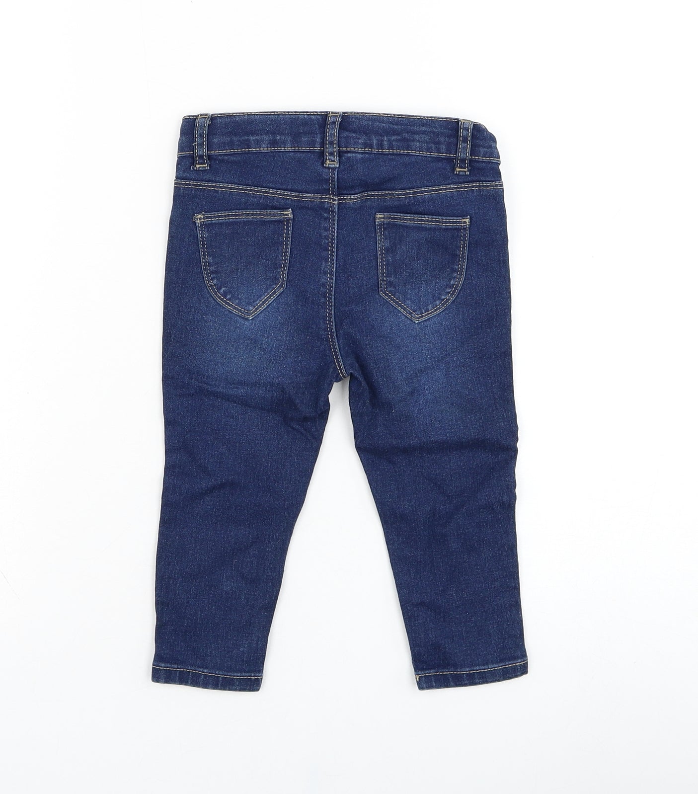 Primark Girls Blue  Cotton Capri Jeans Size 18-24 Months  Pullover