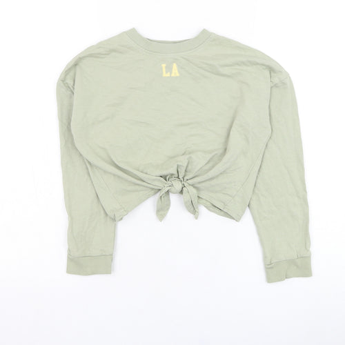 H&M Girls Green  Cotton Pullover Sweatshirt Size 8-9 Years  Pullover - L.A