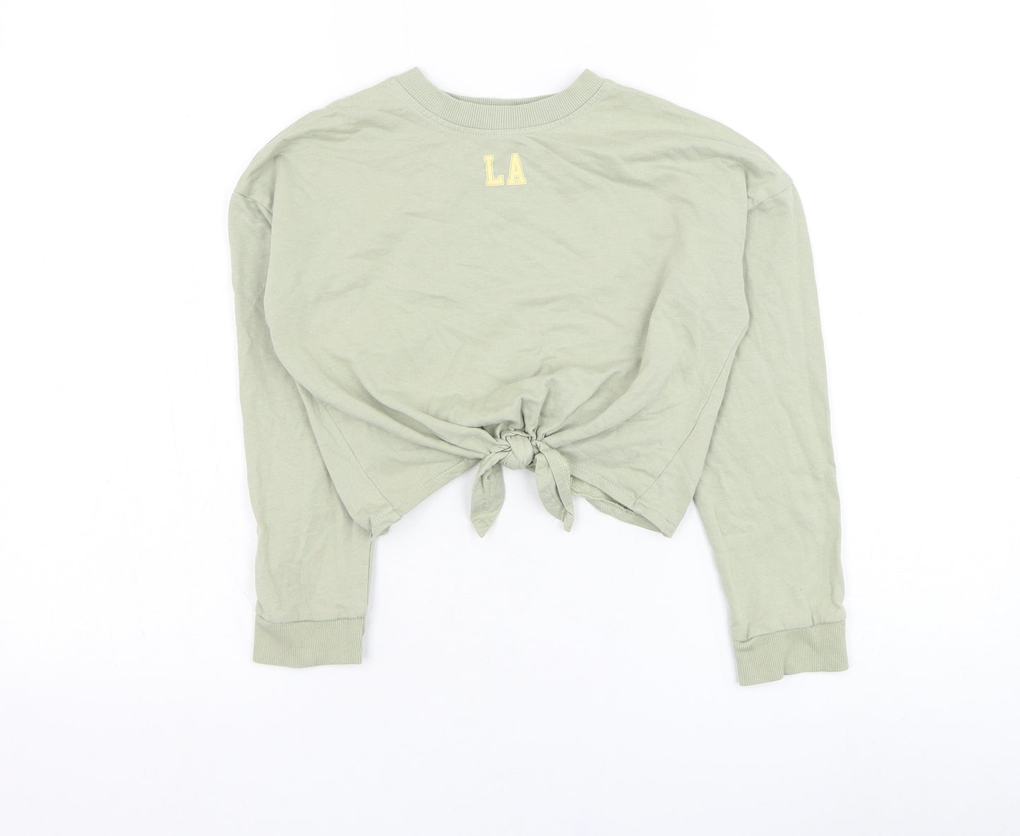 H&M Girls Green  Cotton Pullover Sweatshirt Size 8-9 Years  Pullover - L.A