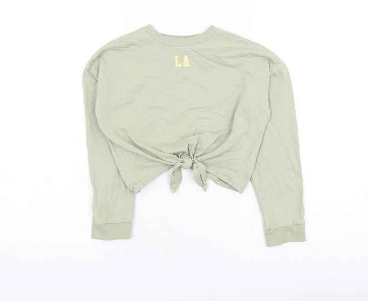 H&M Girls Green  Cotton Pullover Sweatshirt Size 8-9 Years  Pullover - L.A