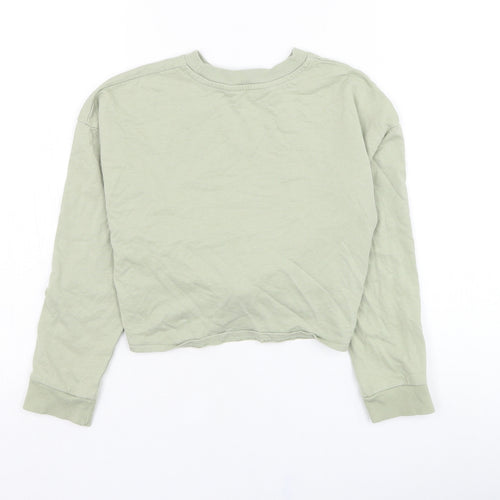 H&M Girls Green  Cotton Pullover Sweatshirt Size 8-9 Years  Pullover - L.A