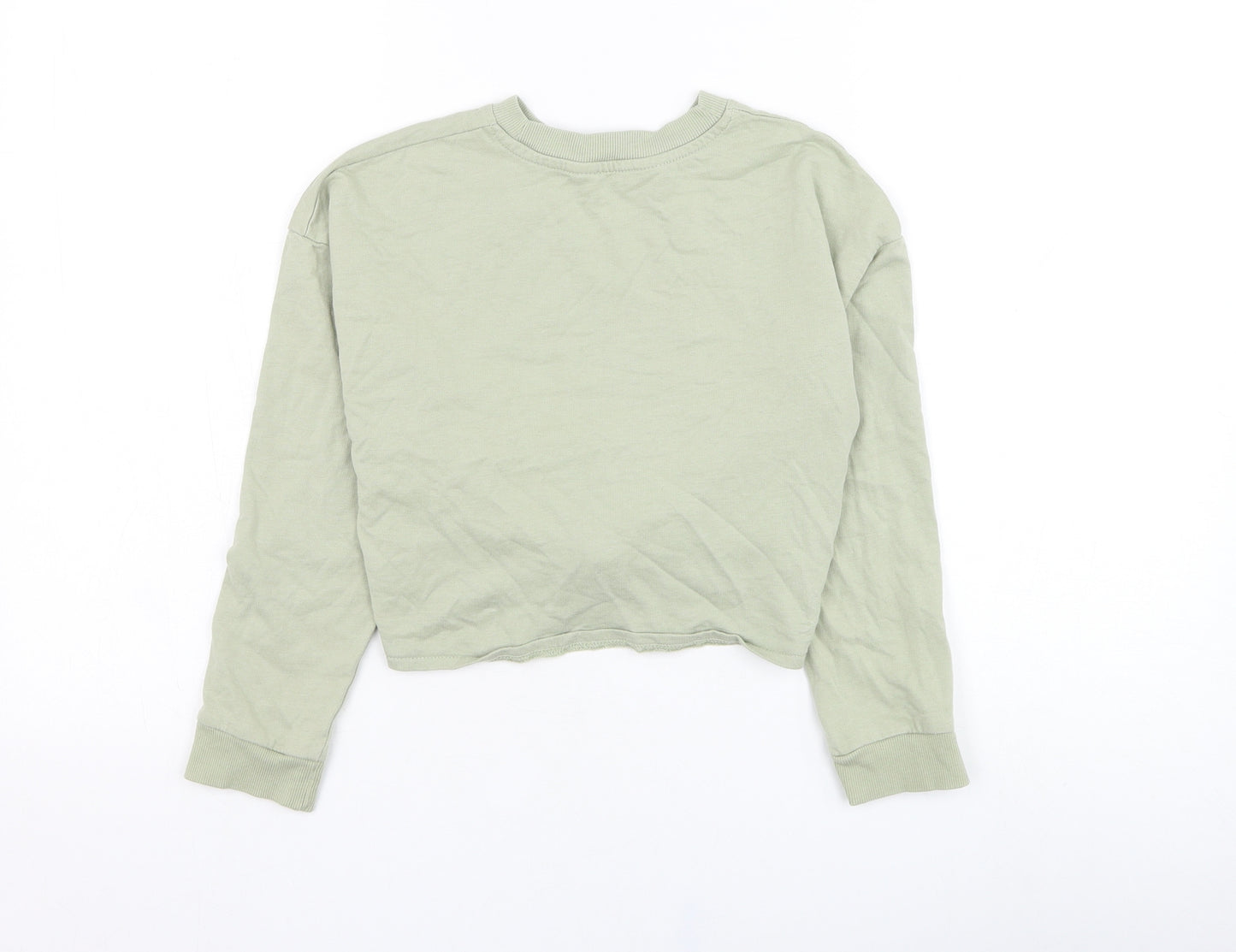 H&M Girls Green  Cotton Pullover Sweatshirt Size 8-9 Years  Pullover - L.A