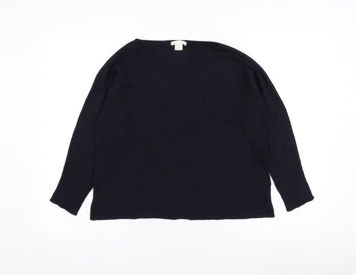 H&M Womens Blue Round Neck  Polyester Pullover Jumper Size XS