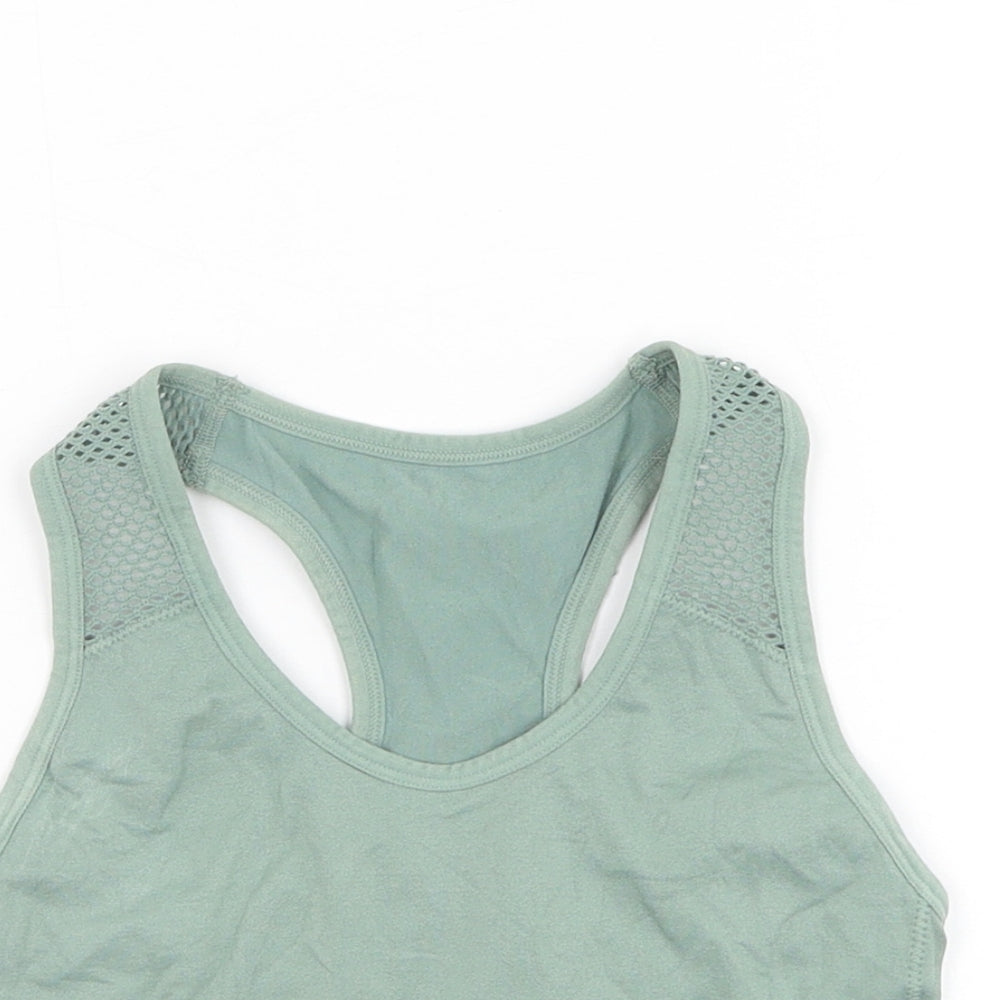 Dunnes Stores Womens Green  Polyamide Cropped Tank Size XS Round Neck Pullover - Sports bra