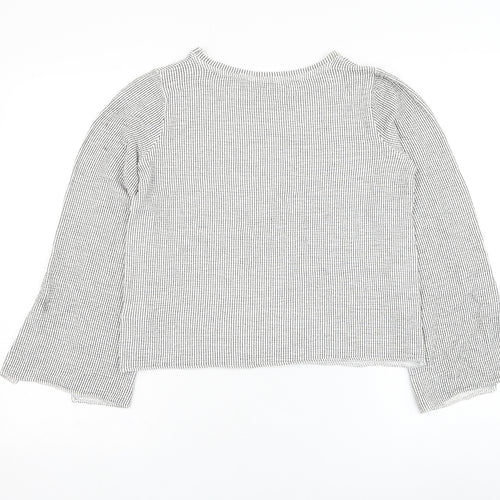 Zara Womens White Round Neck Check Viscose Pullover Jumper Size S
