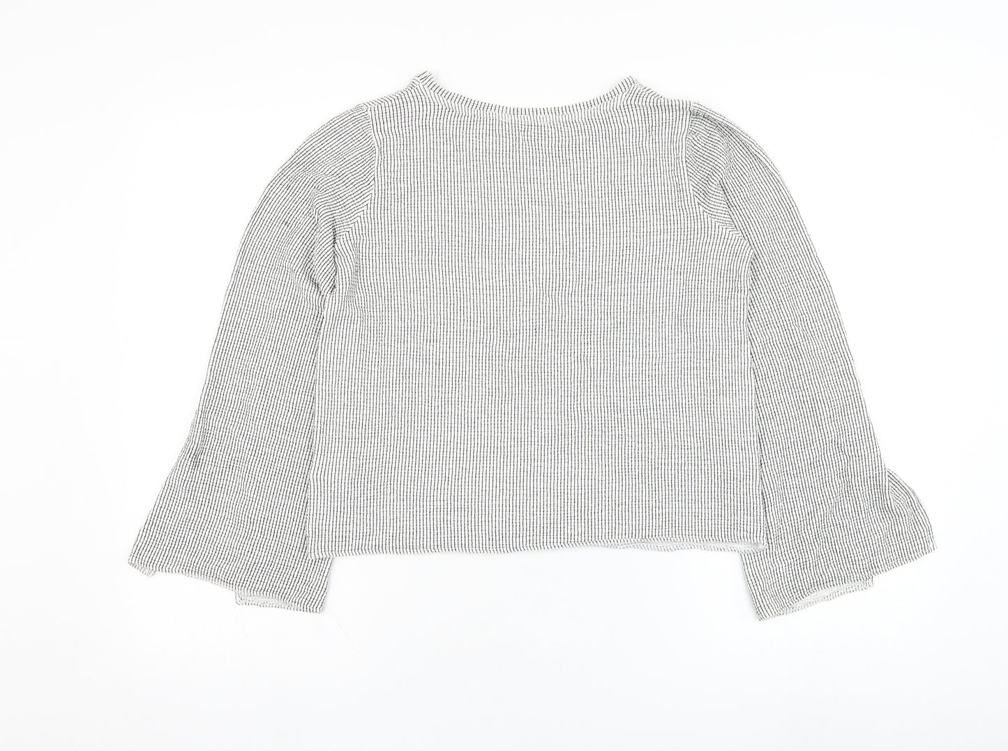 Zara Womens White Round Neck Check Viscose Pullover Jumper Size S