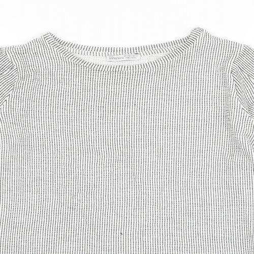 Zara Womens White Round Neck Check Viscose Pullover Jumper Size S