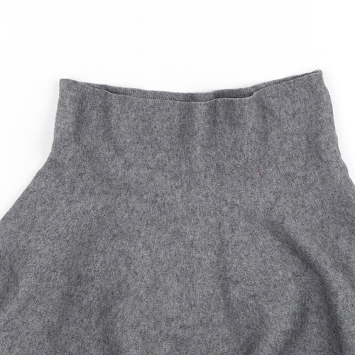 Zara Knit Womens Grey  Viscose Skater Skirt Size S