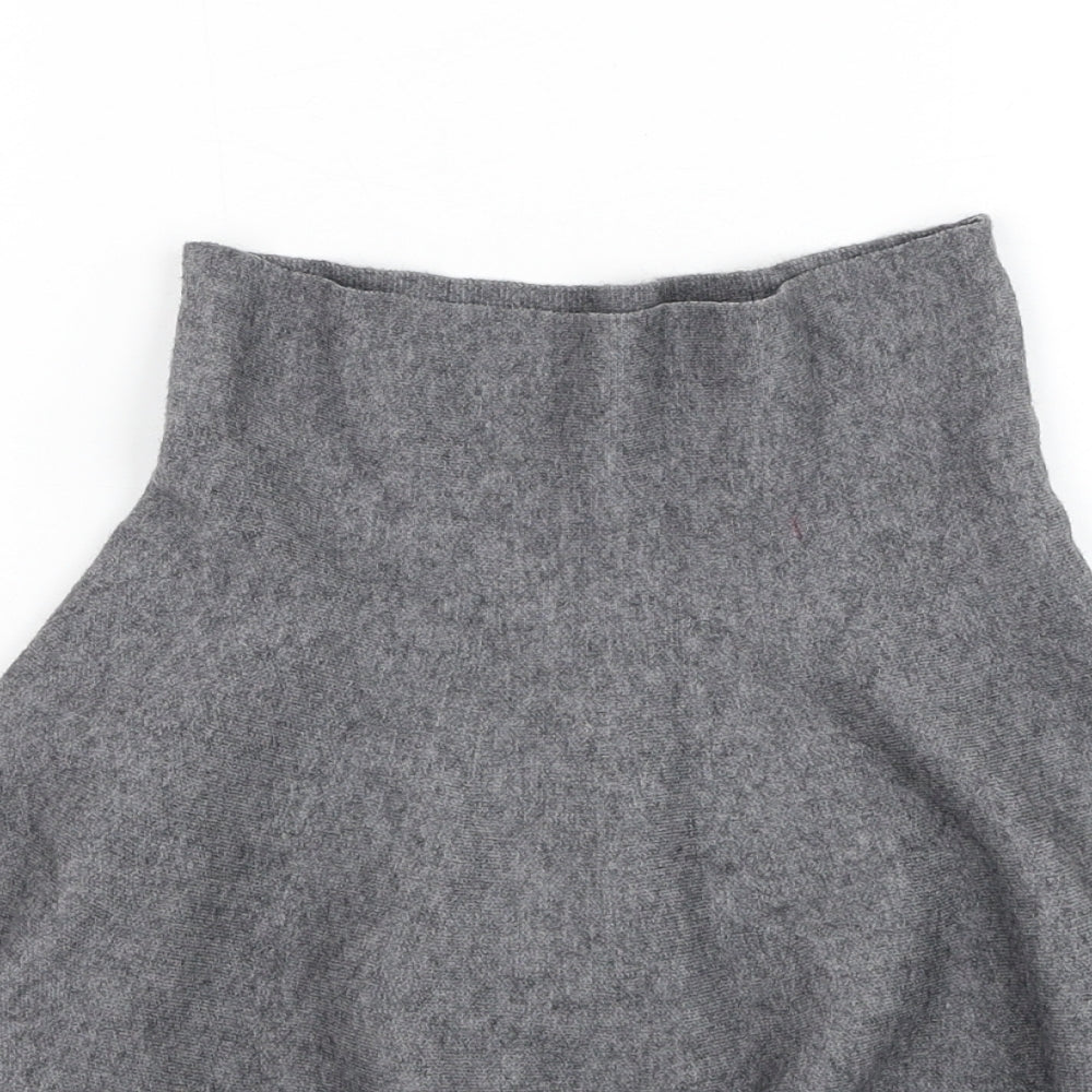 Zara Knit Womens Grey  Viscose Skater Skirt Size S