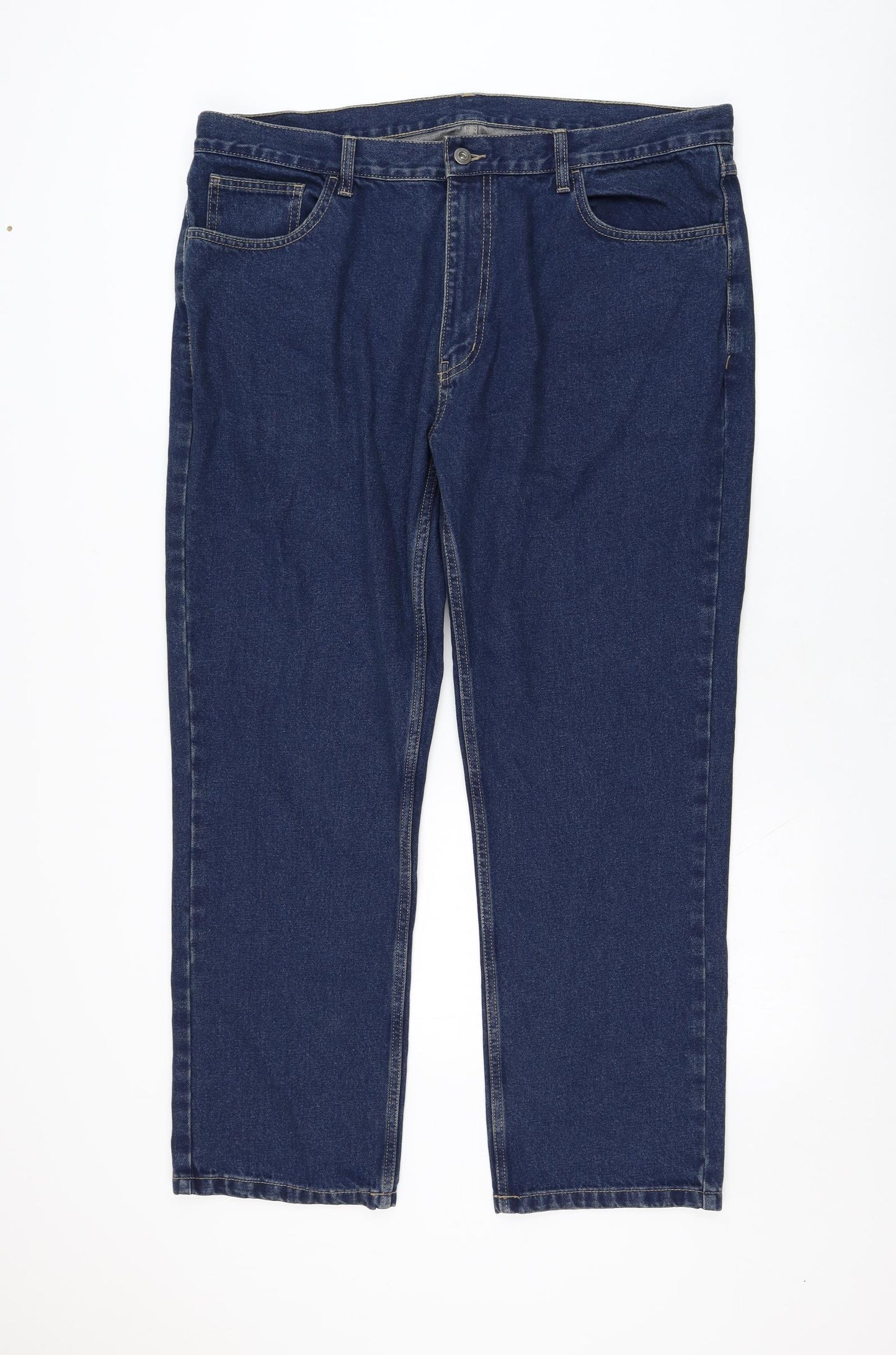 George Mens Blue  Cotton Straight Jeans Size 40 in L29 in Regular Zip