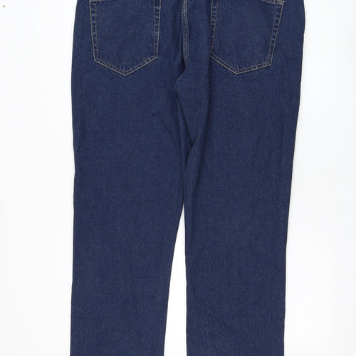 George Mens Blue  Cotton Straight Jeans Size 40 in L29 in Regular Zip