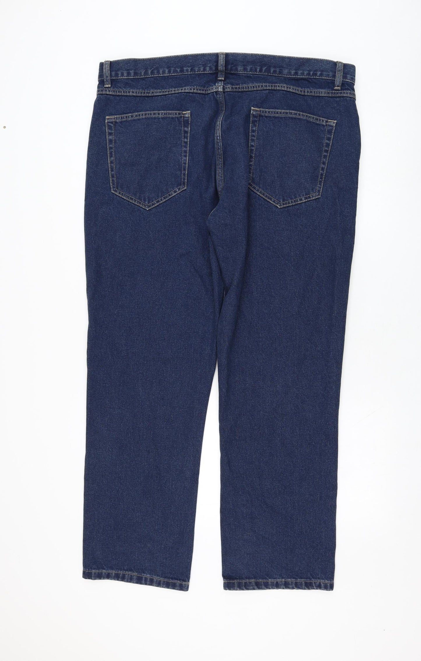 George Mens Blue  Cotton Straight Jeans Size 40 in L29 in Regular Zip