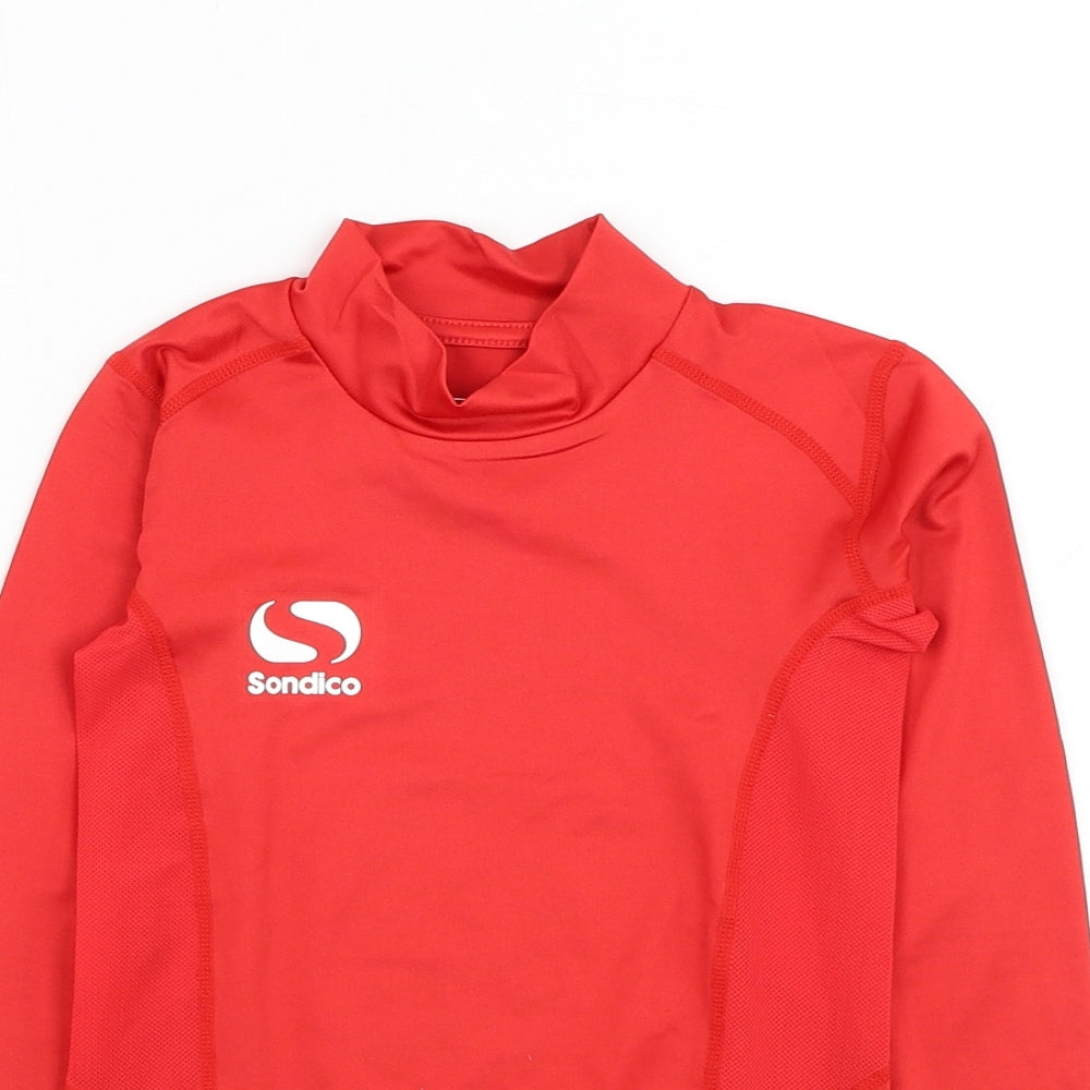 Sondico Boys Red  Polyester Basic T-Shirt Size 7-8 Years Round Neck Pullover