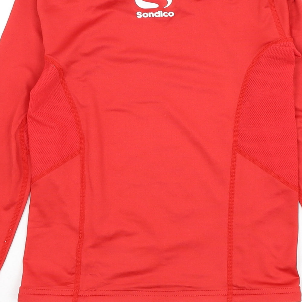 Sondico Boys Red  Polyester Basic T-Shirt Size 7-8 Years Round Neck Pullover