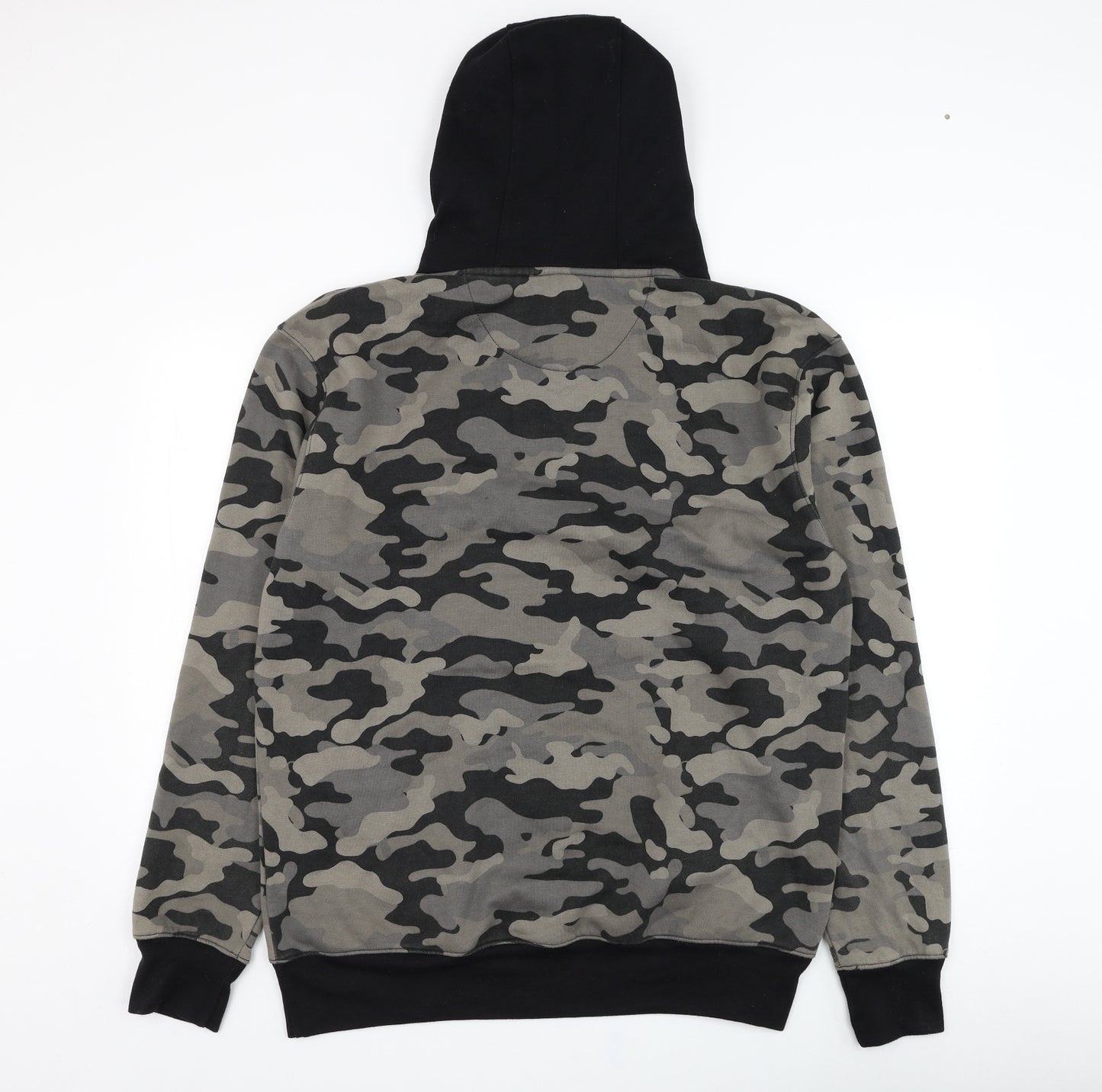 Fluid Mens Green Camouflage Cotton Pullover Hoodie Size XL