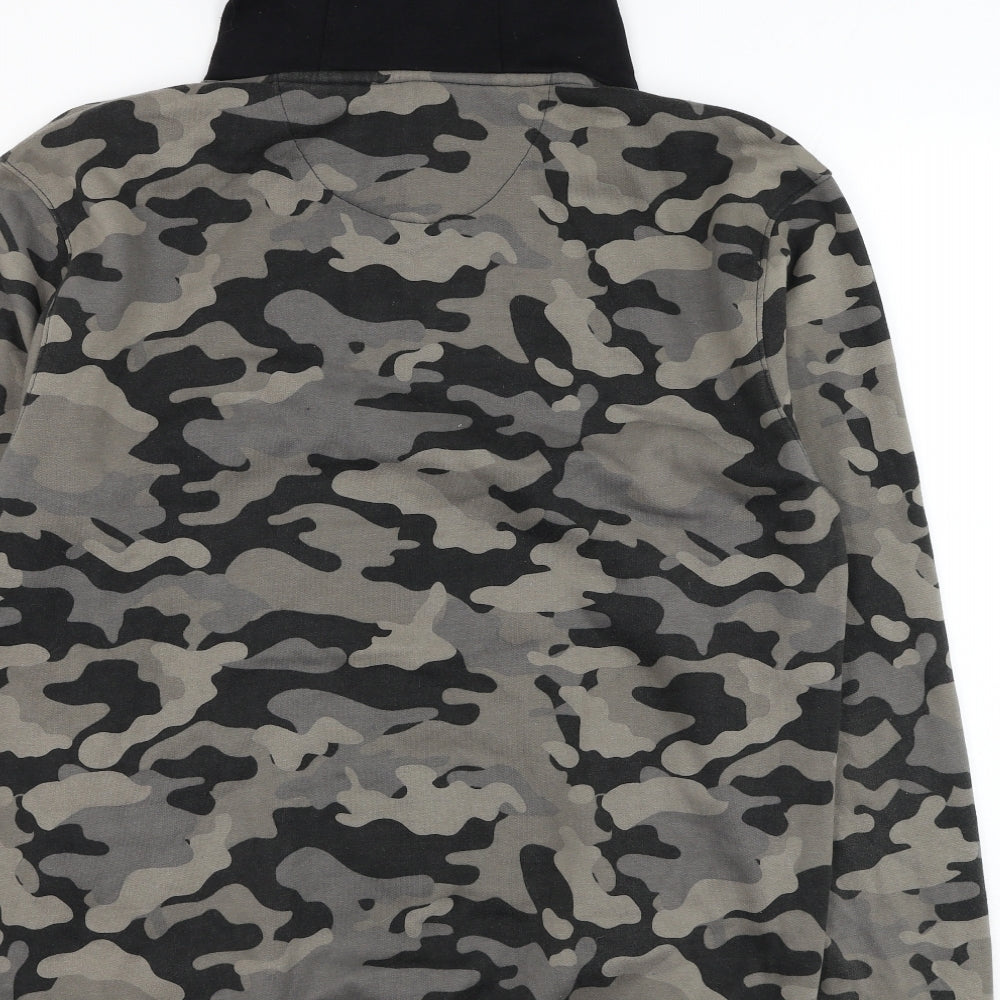 Fluid Mens Green Camouflage Cotton Pullover Hoodie Size XL