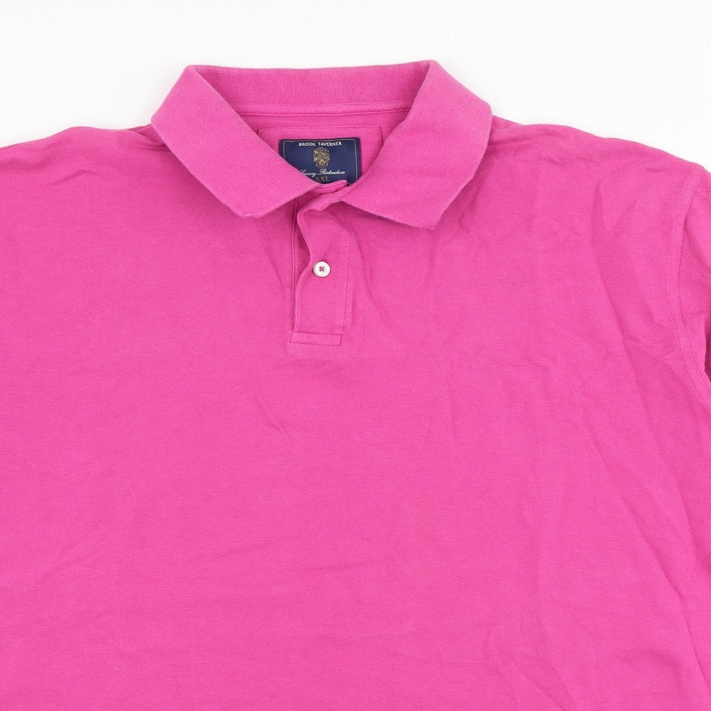 Brook Taverner Mens Pink  Cotton  Polo Size 2XL Collared Pullover