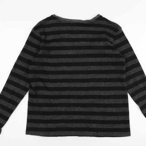 Zara Womens Grey Round Neck Striped Polyester Pullover Jumper Size M