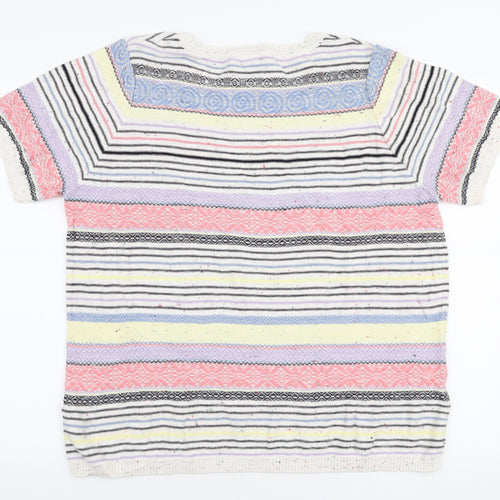 Per Una Womens Multicoloured Round Neck Striped Cotton Pullover Jumper Size 20
