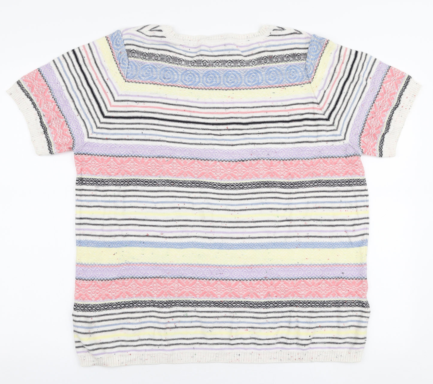 Per Una Womens Multicoloured Round Neck Striped Cotton Pullover Jumper Size 20