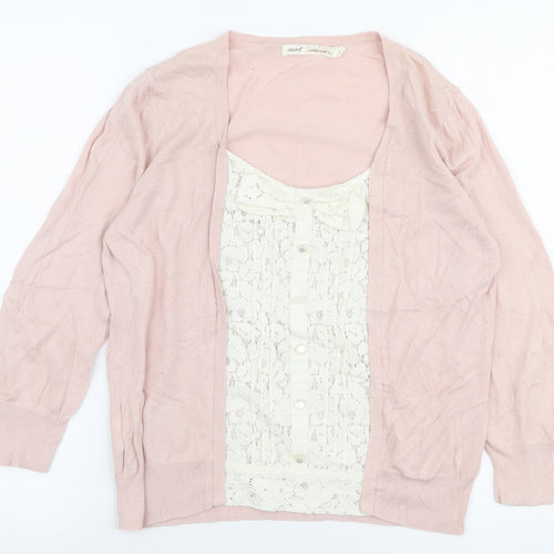 NEXT Womens Pink Round Neck  Cotton Pullover Jumper Size 14