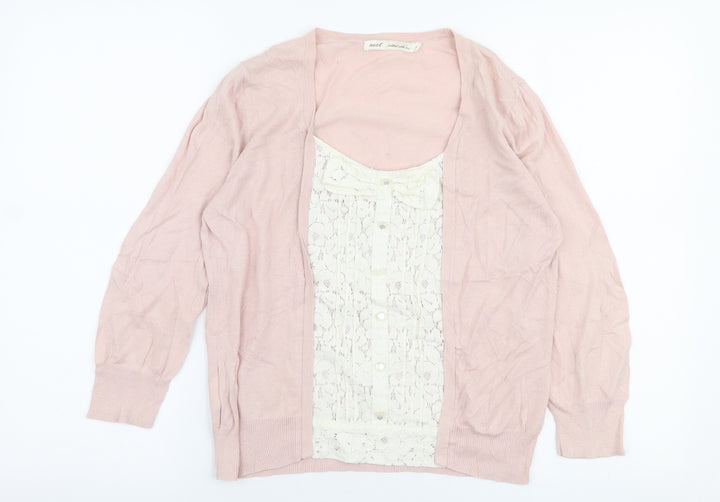 NEXT Womens Pink Round Neck  Cotton Pullover Jumper Size 14