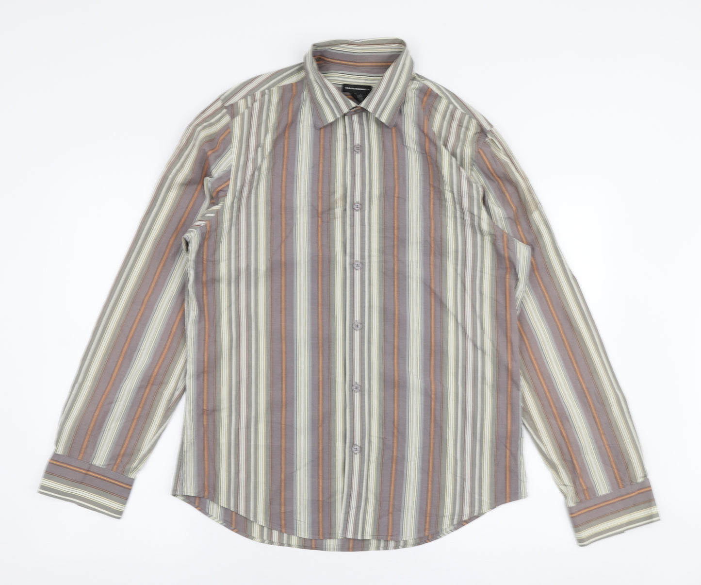 Club Monaco Mens Multicoloured Striped Cotton  Button-Up Size M Collared Button