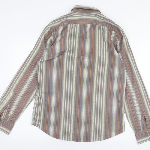 Club Monaco Mens Multicoloured Striped Cotton  Button-Up Size M Collared Button
