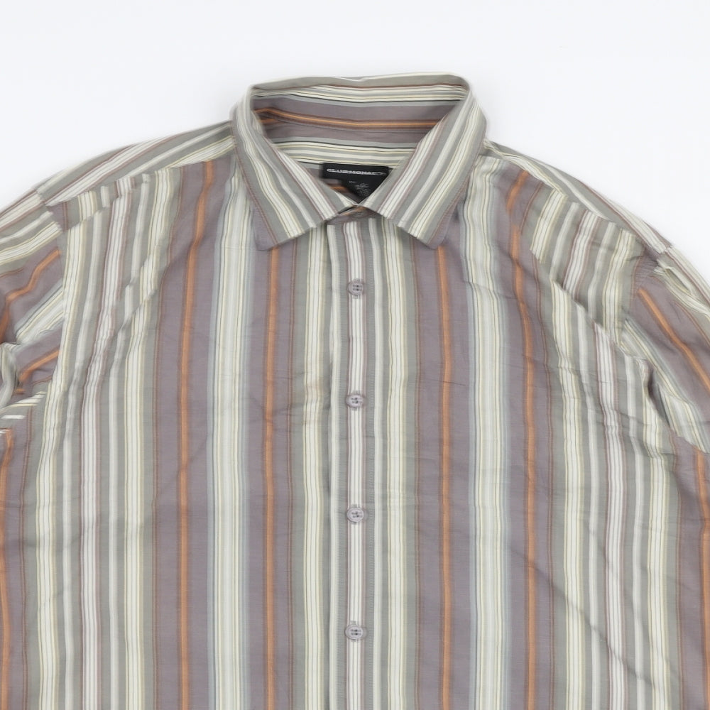 Club Monaco Mens Multicoloured Striped Cotton  Button-Up Size M Collared Button