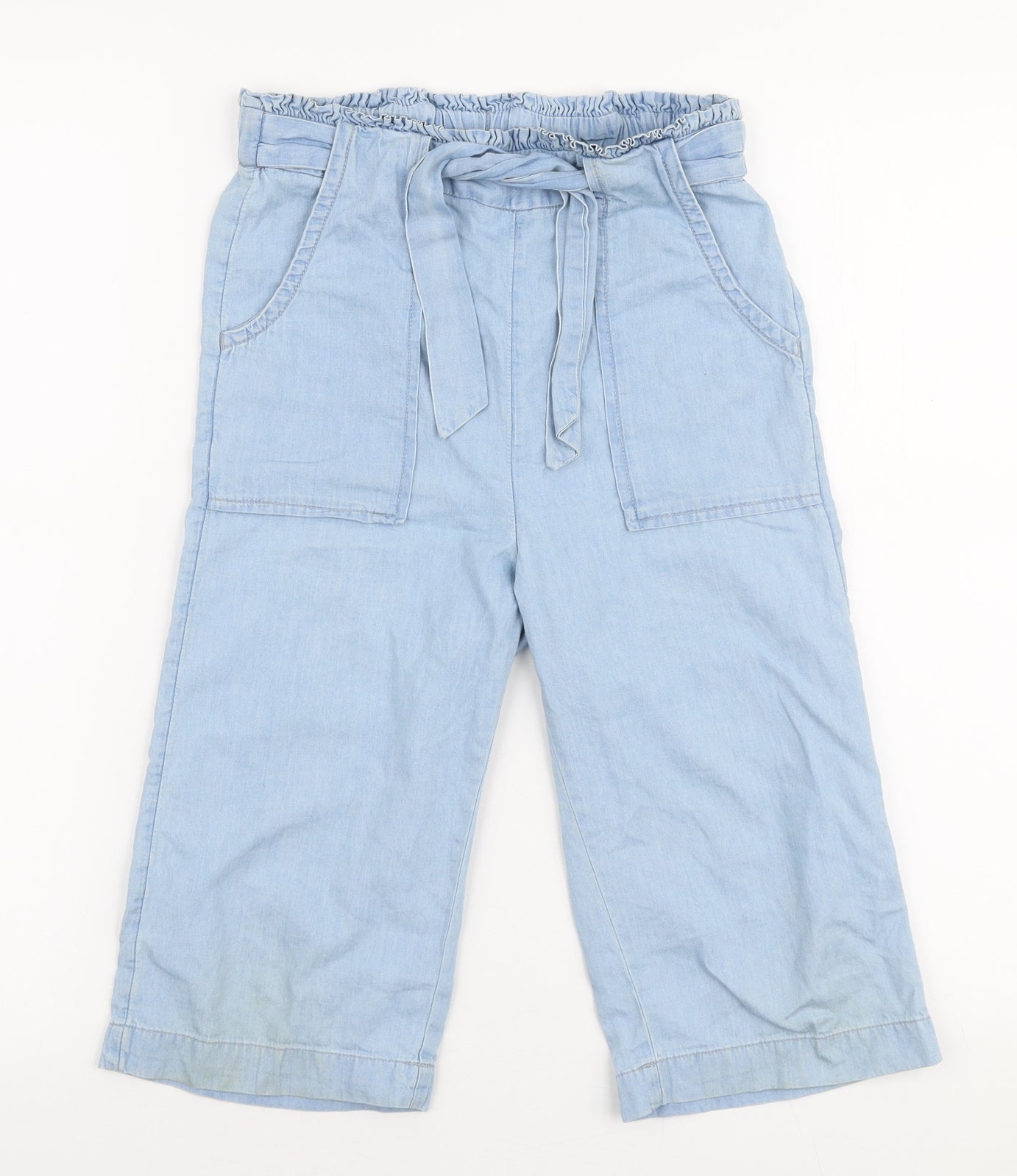 TU Girls Blue  100% Cotton Capri Trousers Size 9 Months  Regular Drawstring