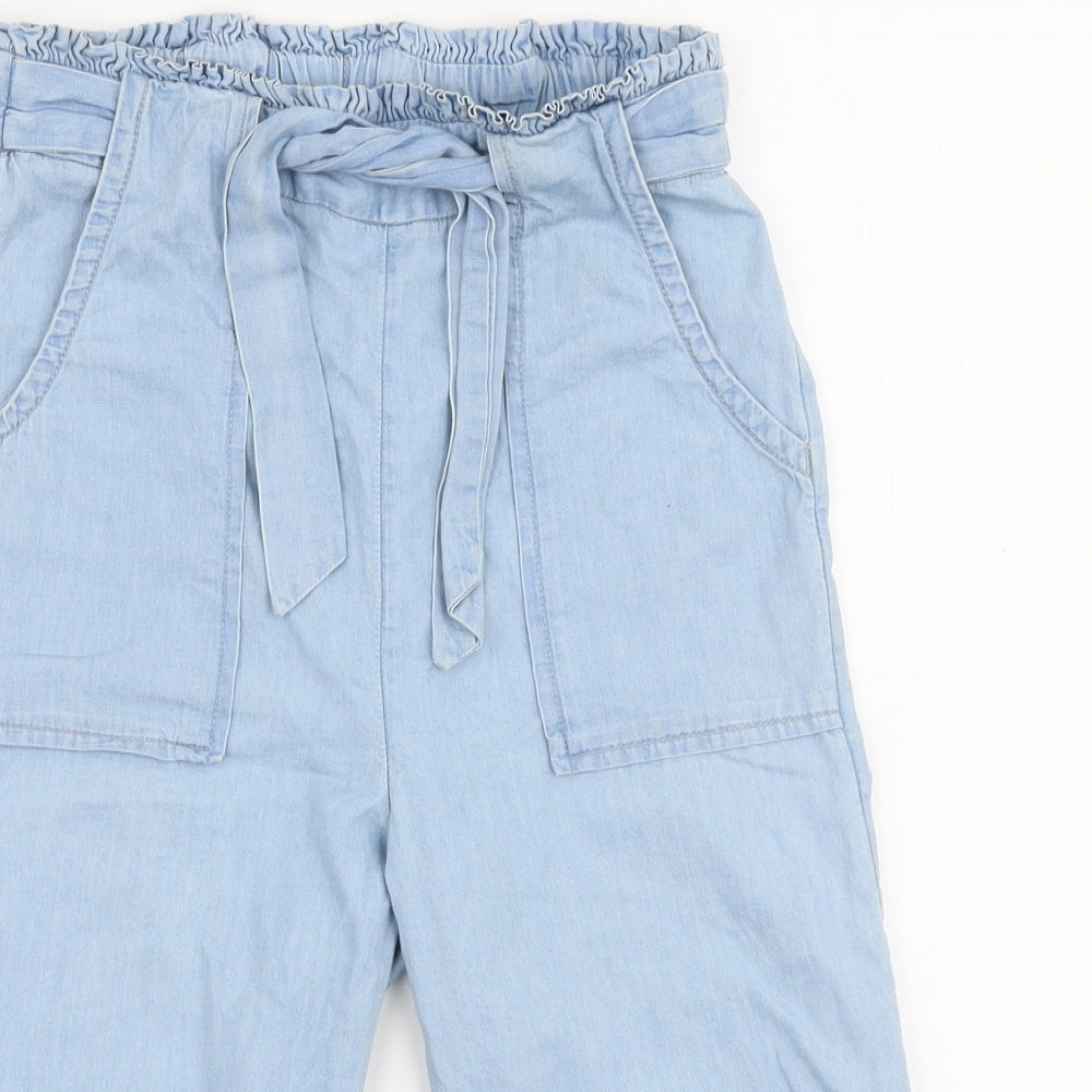 TU Girls Blue  100% Cotton Capri Trousers Size 9 Months  Regular Drawstring