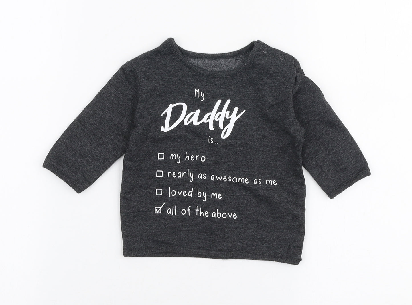 George Baby Grey  Cotton Jersey T-Shirt Size 0-3 Months Round Neck Snap - Daddy