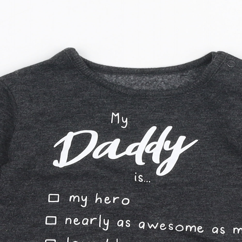 George Baby Grey  Cotton Jersey T-Shirt Size 0-3 Months Round Neck Snap - Daddy