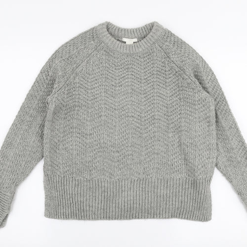 H&M Womens Grey Round Neck  Acrylic Pullover Jumper Size S