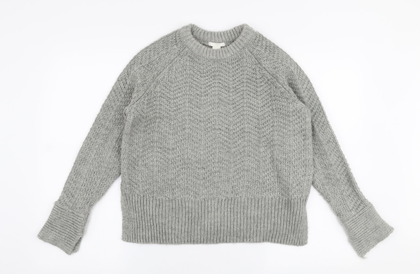 H&M Womens Grey Round Neck  Acrylic Pullover Jumper Size S